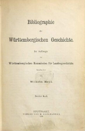 Bibliographie der württembergischen Geschichte, 2