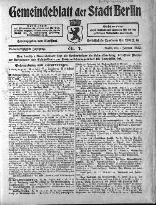 1922,1: Nr. 1, 1. Januar 1922