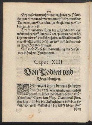 Caput XIII. Von Todten und Begräbnissen.