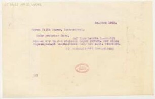Brief an Fritz Meyer : 20.03.1925