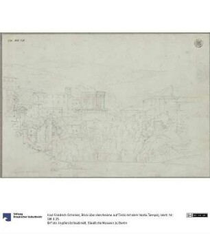 Blick über den Aniene auf Tivoli mit dem Vesta-Tempel