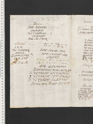 Inschrift auf 15r (oben, Mitte links), auf 16r (Mitte rechts), auf 13r (unten)