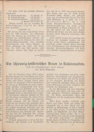 Ein schleswig-holsteinischer Bauer in Kosakennöten. Nach den Aufzeichnungen seines Sohnes. Von Felix Schmeißer.