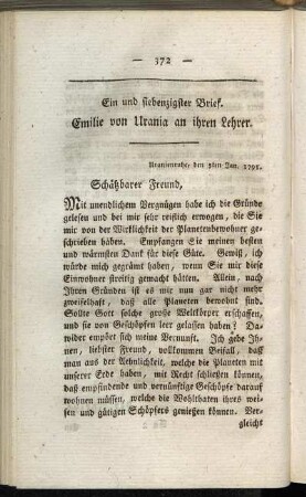 Ein und siebenzigster Brief - Achtzigster Brief