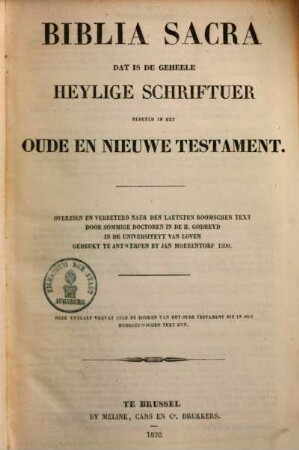 Biblia sacra dat is de geheele heylige schriftuer : bedeyld in het oude en nieuwe Testament ...