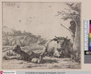 [The Shepherd behind the Tree; Shepherd behind a Tree; Le berger derrier l'arbre; Hirte hinter einem Baum]