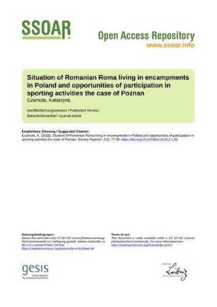 Situation of Romanian Roma living in encampments in Poland and opportunities of participation in sporting activities the case of Poznan