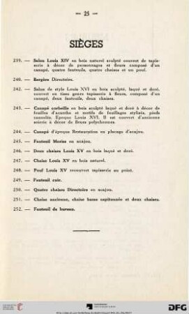 Sièges (Nr. 239-252)