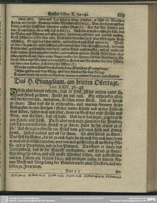 Das H. Evangelium, am dritten Ostertage. Luc. XXIV, 36-48