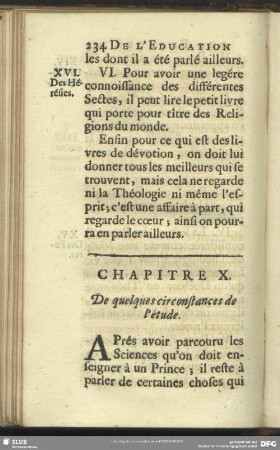 Chapitre X. De quelques circonstances de l´étude