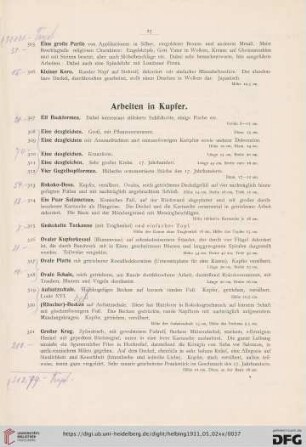 Arbeiten in Kupfer (Nr. 307-328)