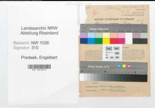 Entnazifizierung Engelbert Predeek , geb. 11.04.1893 (Beamter)