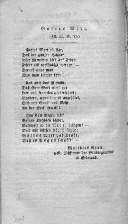 "Gottes Wort." (Jes. 55, 10.11.)