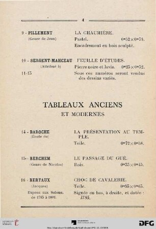 Tableaux Anciens (Nr. 14-74)