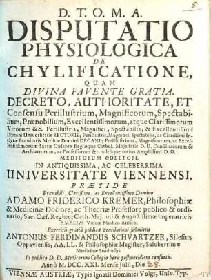 Disputatio Physiologica De Chylificatione