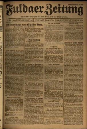 Erste Ausgabe vom Sonntag, den 21. Januar 1923.