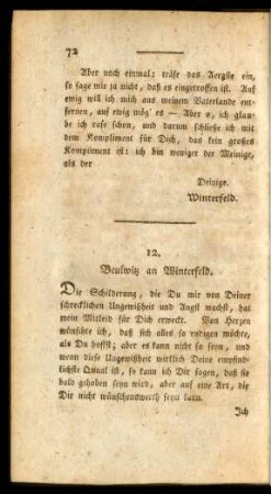 12. Beulwitz an Winterfeld.