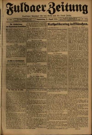 Ausgabe vom Donnerstag, den 31. August 1922.