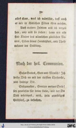 Nach der heiligen Communion - Gebeth um zeitliches Glück.