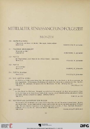 Mittelalter, Renaissance und Folgezeit (Nr. 310-657)