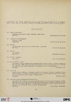 Mittelalter, Renaissance und Folgezeit (Nr. 310-657)