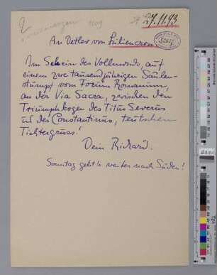 Brief an Detlev von Liliencron