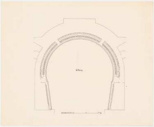 Theater, Breslau Wiederaufbau: (Entspricht Inv.Nr. 6175): Grundriss Zuschauerraum 3. Rang, Maßstabsleiste