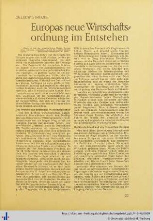Europas neue Wirtschaftsordnung im Entstehen.
