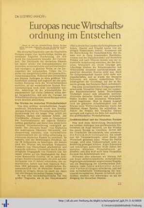 Europas neue Wirtschaftsordnung im Entstehen.