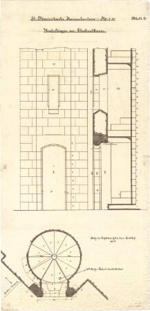 Schmidt, Heinrich von; Kaiserslautern; Marienkirche - Wendeltreppe im Glockenturm (Grundriss, Aufriss, Schnitt)