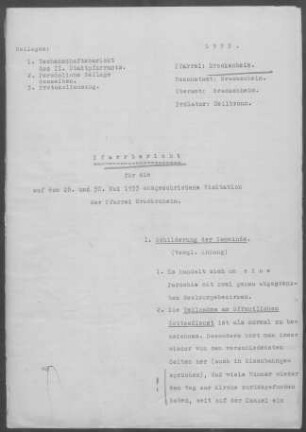 Brackenheim: Pfarrbericht 1933