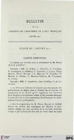 Séance du 6 Janvier 1911
