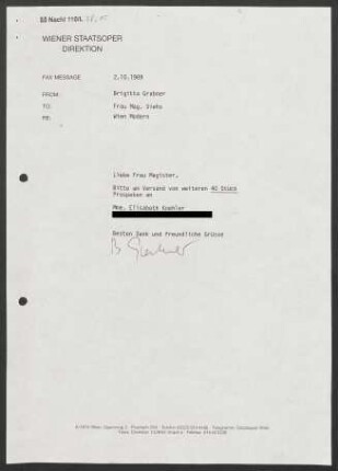 Brief an Hildegard Siehs, 02.10.1989