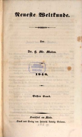 Neueste Weltkunde. 1848,1/2, 1848,1/2