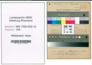 Entnazifizierung Hans Hildebrand , geb. 30.03.1903 (Maschinist)