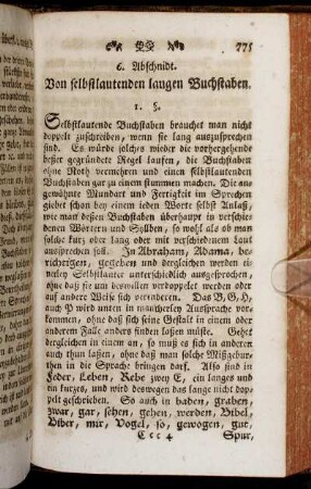 6. Abschnidt. Von selbstlautenden langen Buchstaben.