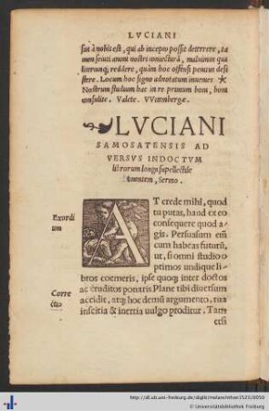 Luciani Samosatensis Ad Versus Indoctum librorum Sermo.