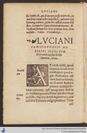 Luciani Samosatensis Ad Versus Indoctum librorum Sermo.