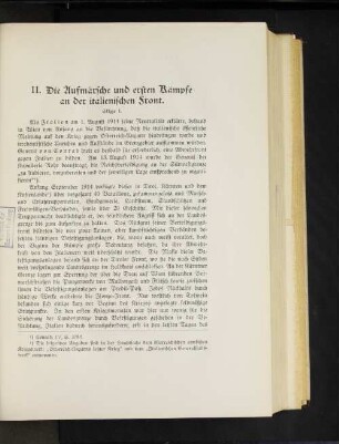 II. Die Aufmärsche und ersten Kämpfe an der italienischen Front.