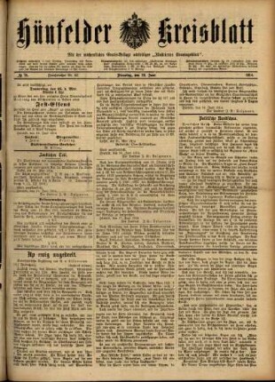 Ausgabe vom Dienstag, den 23. Juni 1914.