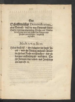 Eine Schrifftmässige Demonstration oder Beweiß/ [...]