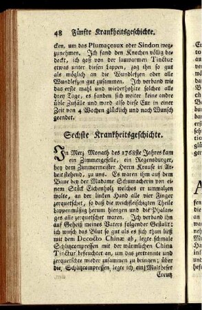 Sechste Krankheitsgeschichte.