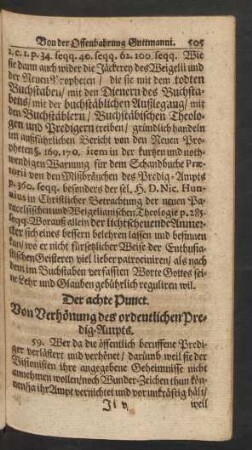 Der achte Punct. Von Verhönung des ordentlichen Predig-Ampts.