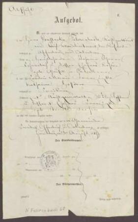 Aufgebotsurkunde von Constantin Fehrenbach