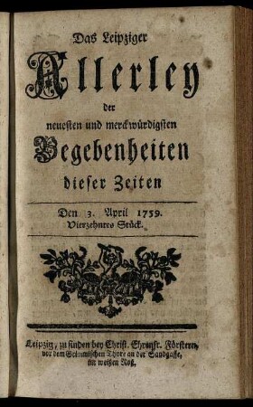 Den 3. April 1759. Vierzehntes Stück.