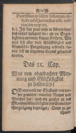 Das IX. Cap. Was von obgedachter Meynung und Glückseligkeit zu halten sey?