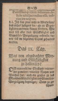 Das IX. Cap. Was von obgedachter Meynung und Glückseligkeit zu halten sey?