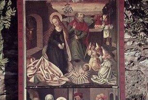 Innenseite: Anbetung des Christkindes (oben) und Beschneidung des Christkindes (unten)