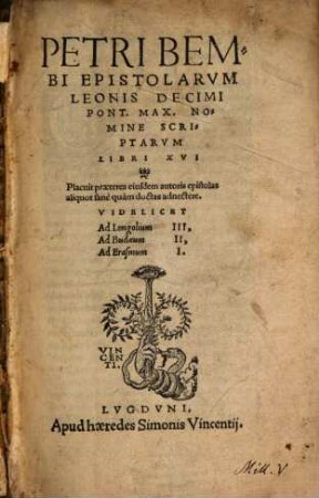 Epistolarum Leonis X. Pontificis Maximi nomine scriptarum libri XVI. ad Paulum tertium P.M.R. missi