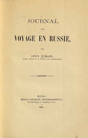 Journal d'un voyage en Russie : (Lettres moscovites)